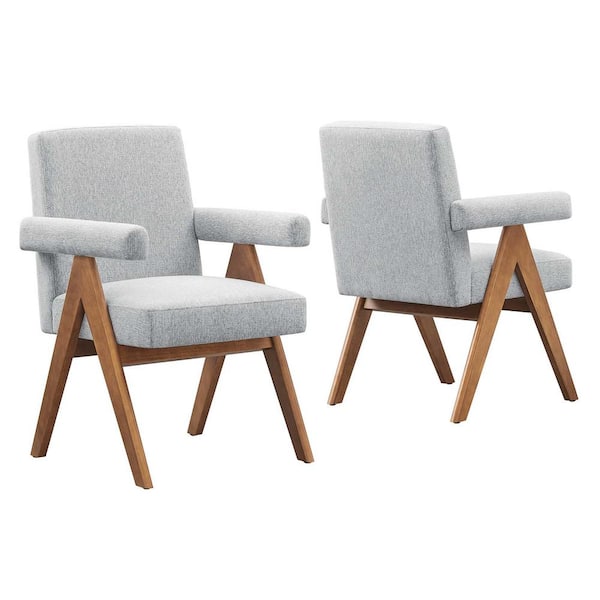 Lyra Fabric Dining Room Chair - Set of 2 in. Light Gray Fabric