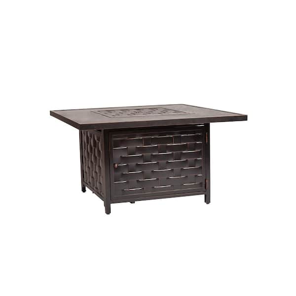 Fire Sense Armstrong 42 in. x 24 in. Square Cast Aluminum LPG Fire Pit Table in Antique Bronze