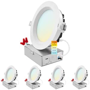 5 in. Canless w/J-Box 18W 5CCT Selectable 1600LM Remodel IC Rated Integrated LED Recessed Light Kit Wet Rated (4-Pack)