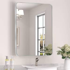 22 in. W x 30 in. H Silver Vanity Rectangle Wall Mirror Aluminium Alloy Frame Bathroom Mirror