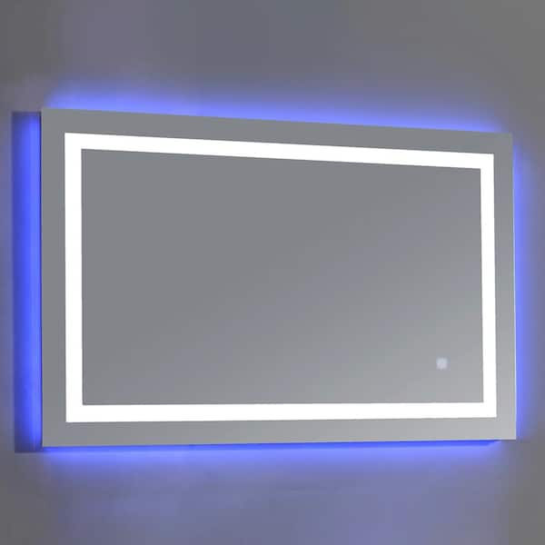 OVE Decors 43.3 in. W x 27.6 in. H Frameless Rectangular LED Light Bathroom Vanity Mirror in Mirror