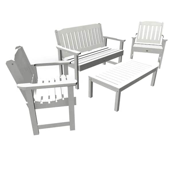 Highwood Lehigh White 4-Piece Recycled Plastic Outdoor Conversation Set