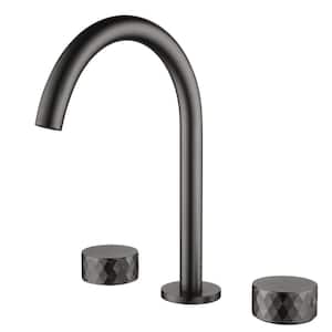 10 in. Widespread 3 Hole Bathroom Faucet Brass in Gunmetal Gray
