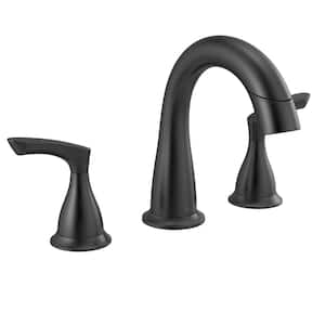 Broadmoor 8 in. Widespread Double Handle Pull-Down Spout Bathroom Faucet in Matte Black