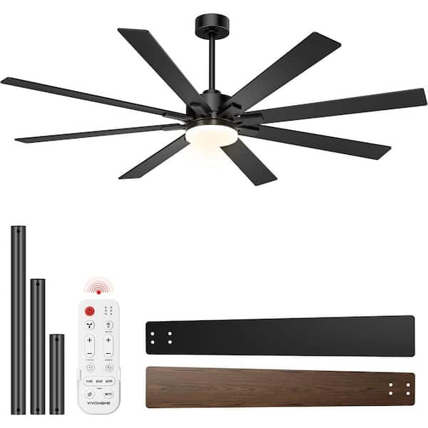 72 in. Smart Indoor Black Low Profile Standard Ceiling Fan with 3-Colors LED Light, DC Reversible and Remote Control