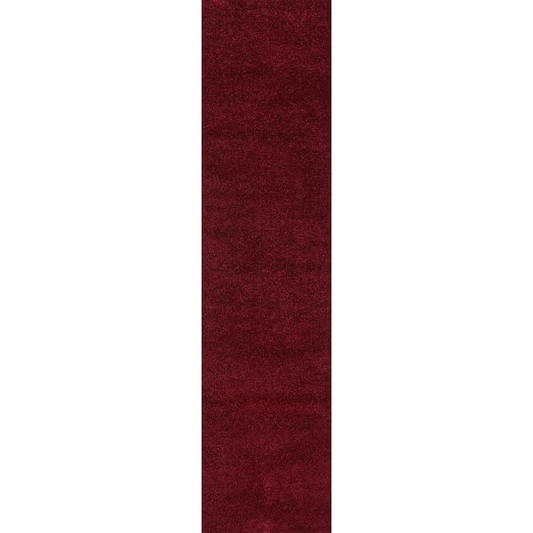 Haze Solid Low-Pile Dark Red 2 ft. x 12 ft. Runner Rug
