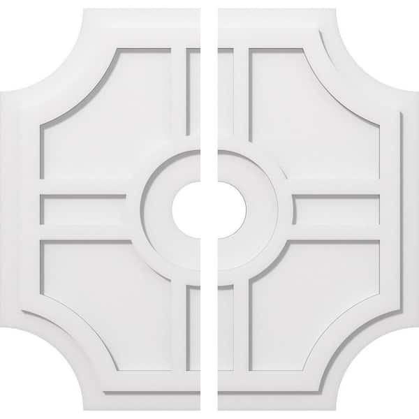 Ekena Millwork 1 in. P X 9-1/4 in. C X 28 in. OD X 4 in. ID Haus Architectural Grade PVC Contemporary Ceiling Medallion, Two Piece