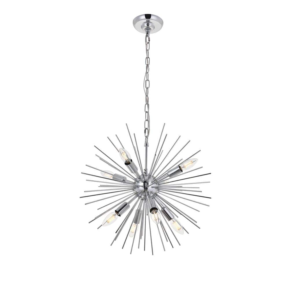 Timeless Home 20 in. 8-Light Chrome Pendant Light, Bulbs Not Included