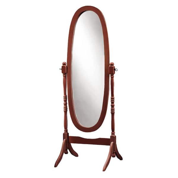 HomeRoots Jasmine 59 in. x 20 in. Classic Oval Framed Medium Brown Wood Vanity Mirror