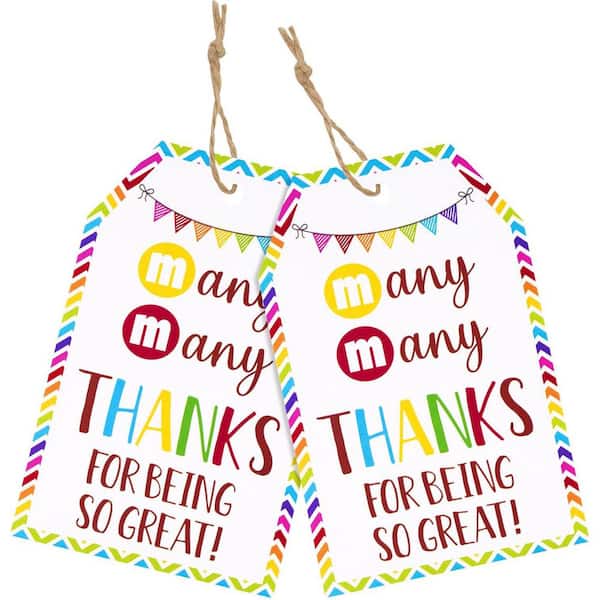 Unbranded 50Pcs White Paper Thank You Gift Tags 3.3x2.1 in Teacher Appreciation Hangtags with String for DIY Craft and Gift Wrap