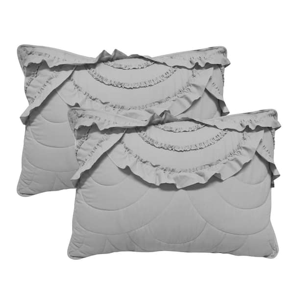 1pc Solid Color Ruffle Decor Quilt, Simple Plain Color Embossed