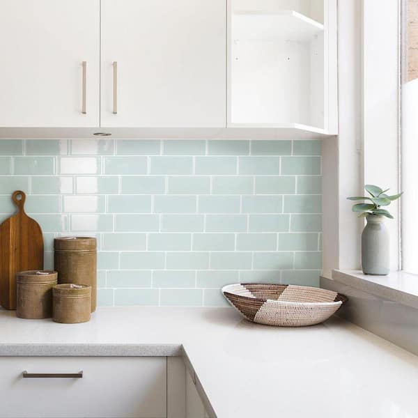 Turquoise 11.5 in. x 8.4 in. Vinyl Peel and Stick Backsplash 5