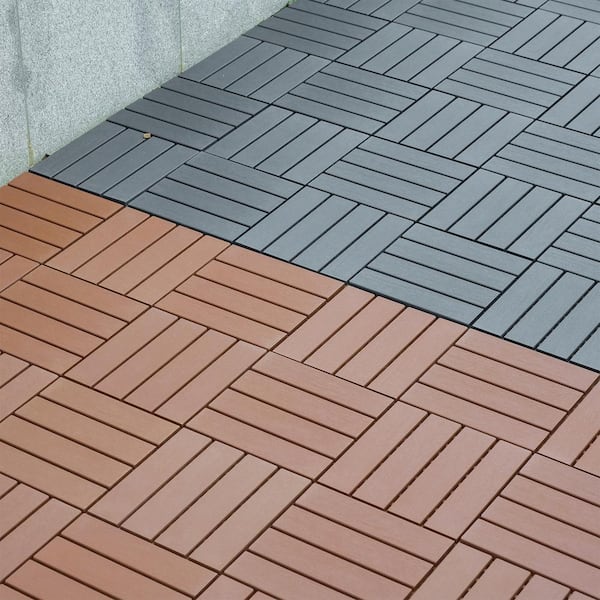 Indoor and Outdoor 1 ft. x 1 ft. Plastic Interlocking Deck Tiles in Dark Gray, Garage Floor Tiles (44 per Case)