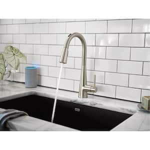 Sleek Single-Handle Smart Touchless Pull Down Sprayer Kitchen Faucet with Voice Control and Power Clean in Stainless