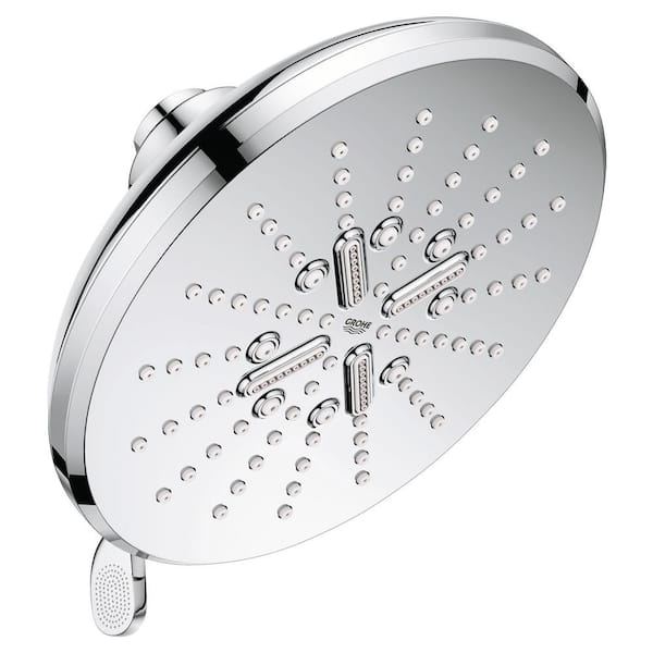 GROHE Rainshower SmartActive 3-Spray Patterns 1.75 GPM 6.5 in. Round Wall Mount Fixed Shower Head in StarLight Chrome