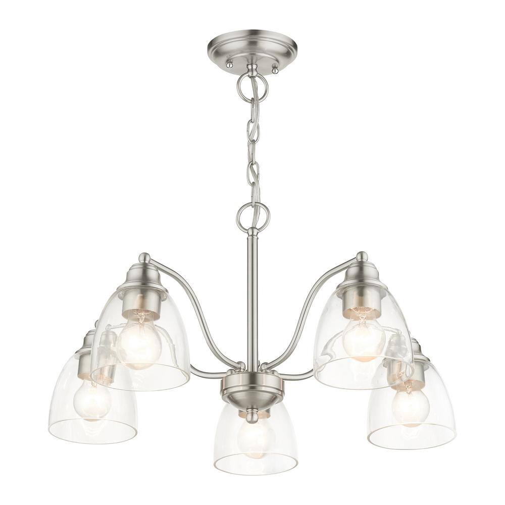 Montgomery Brushed Nickel 5-Light Chandelier with Hand-Blown Glass