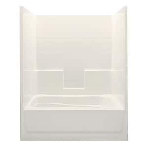 Everyday Smooth Tile 60 in. x 36 in. x 76 in. 1-Piece Bath and Shower Kit with Left Drain in Bone