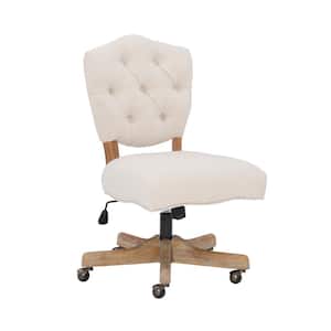 Carley Fabric Adjustable Height Swivel Office Desk Task Chair in Beige with Wheels