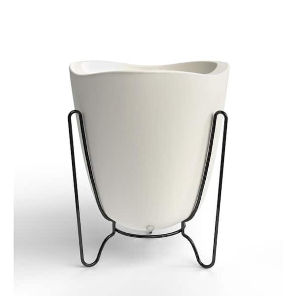 FLORIDIS Tryas Medium White Resin and Metal Pot Planter (2-Piece)