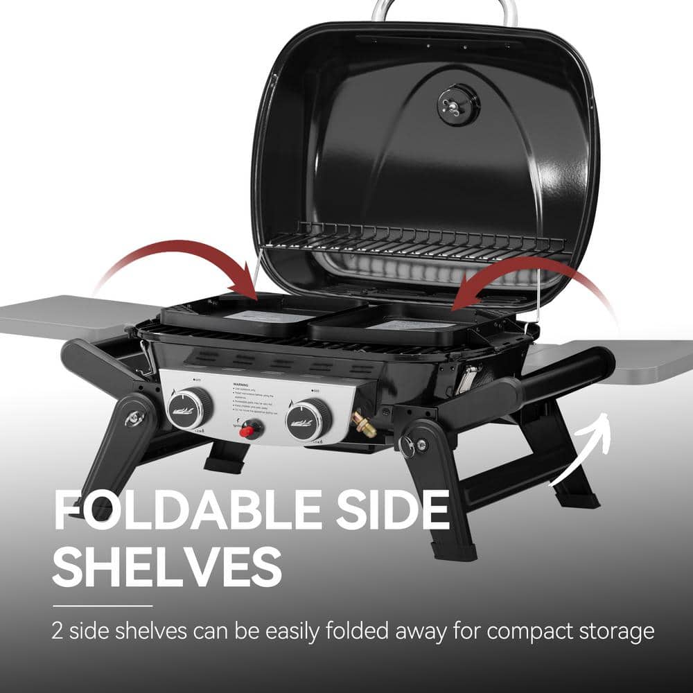 Royal Gourmet Black Stainless Steel 2-Burner Portable Propane Gas Grill