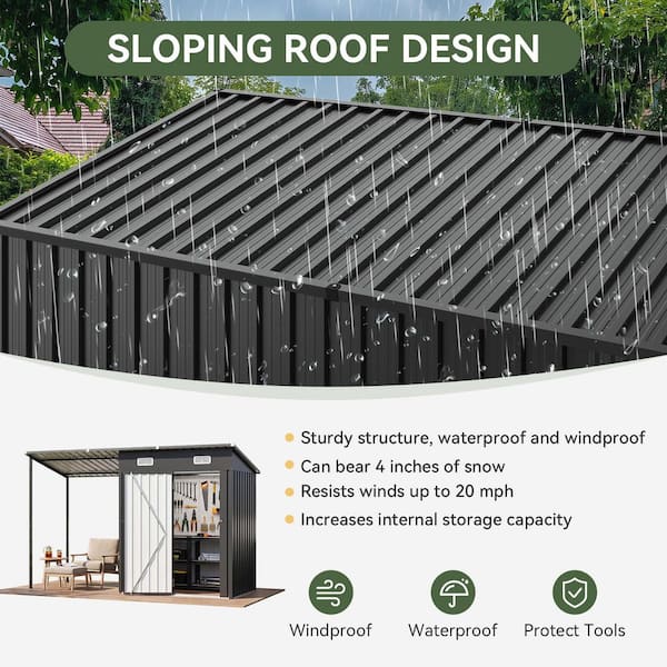 Sizzim 10 ft. W x 3 ft. D 2 in 1 Outdoor Storage With Canopy