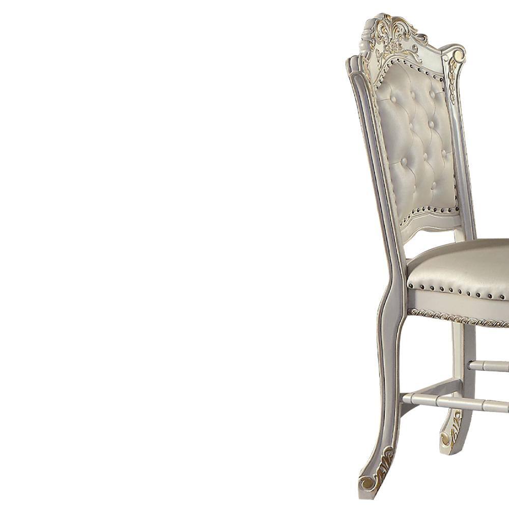 Vendome Antique Pearl Finish High Back Side Chair with Beige Upholstery