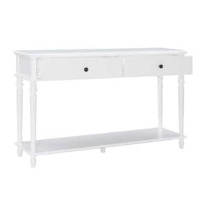 Perl 56 in. L Rustic White Rectangle Wood top Console Table