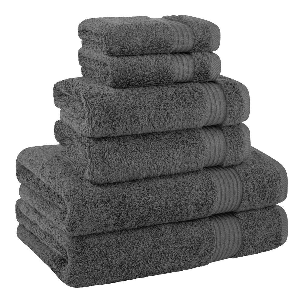 Dark Gray Turkish Cotton 6-Piece Bathroom Towel Set