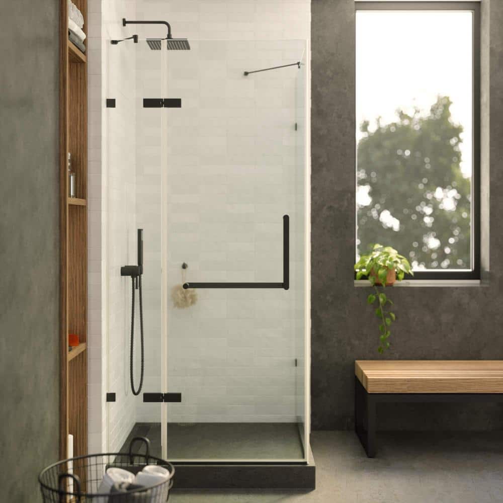 32 in. W x 74.25 in. H Fixed Frameless Corner Shower Enclosure in Black price history on PriceWatchPro