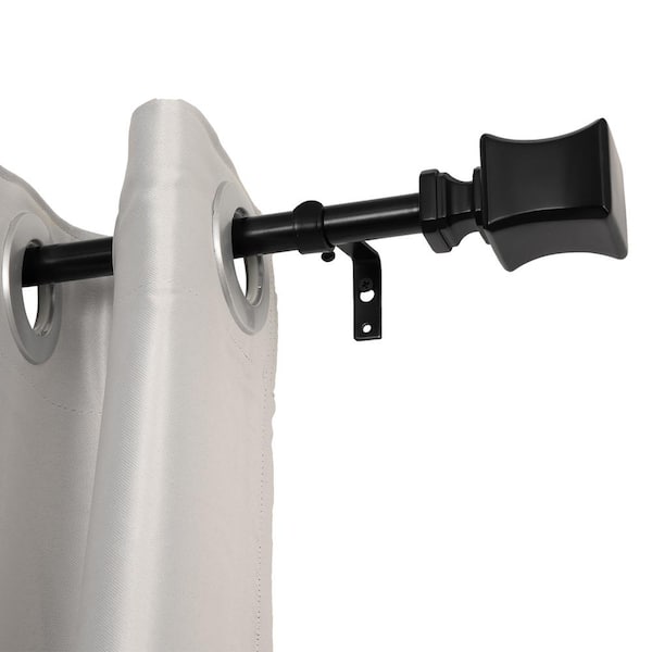 0.75 Inch Curtain Rod For Windows 28 to 48 Inch, Adjustable Drapery Rods, Black