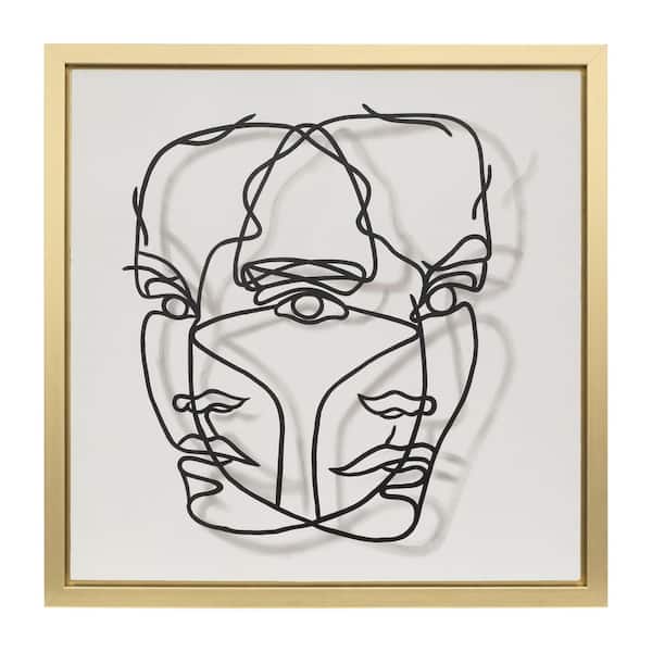 Gold Framed Face Illusion Canvas Art Print 47 in. x 47 in.