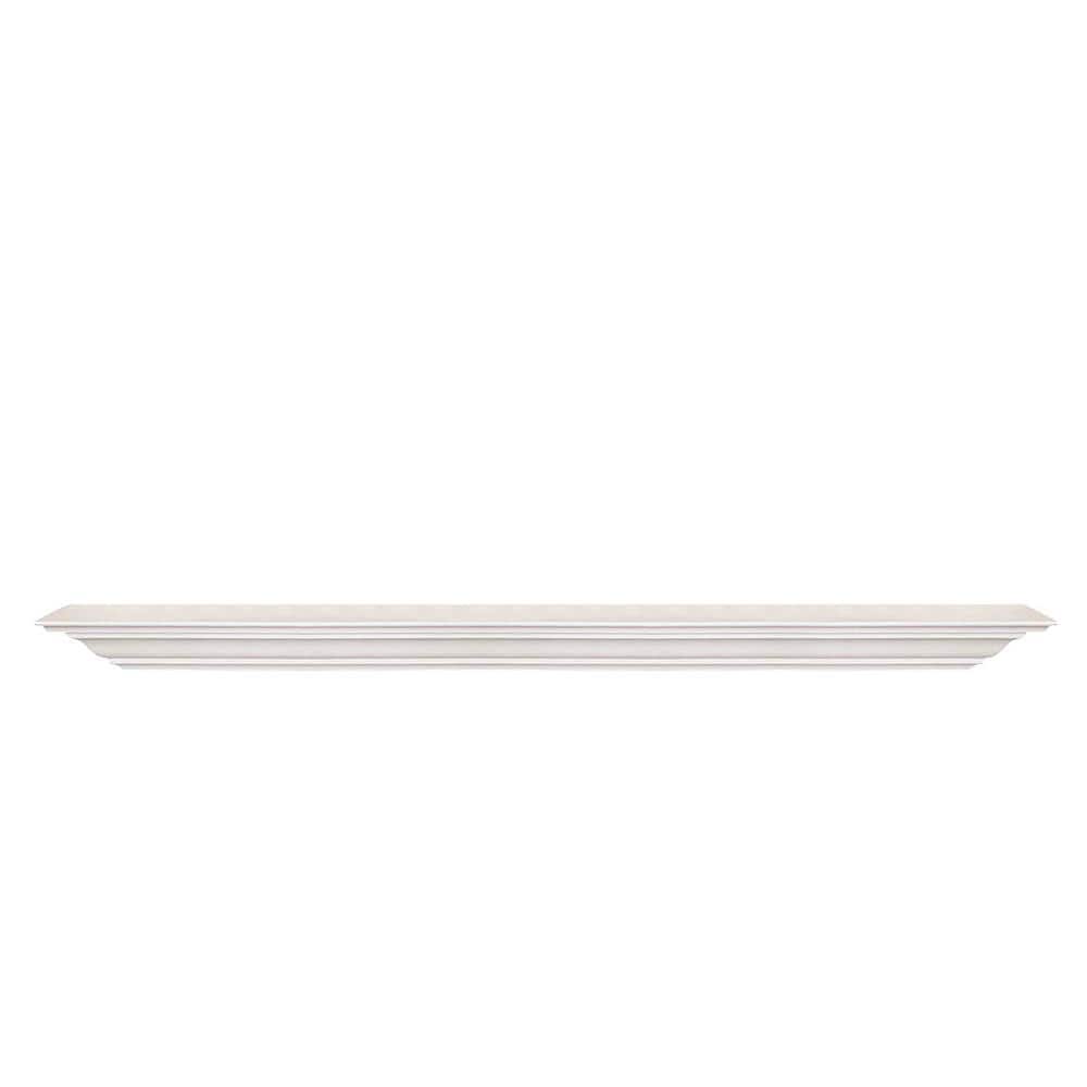 60 in. W x 5.25 in. D White Solid Wood Floating Decorative Wall Shelf