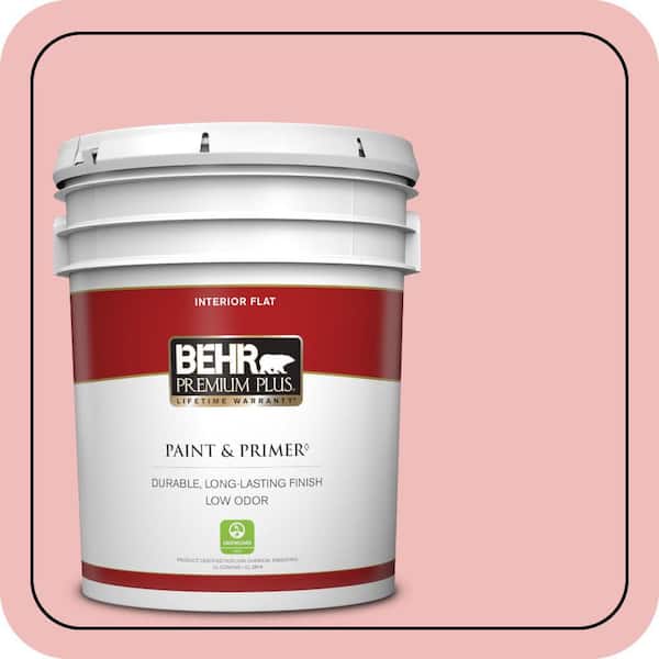BEHR PREMIUM PLUS 5 gal. #CE-01 Alpenglow Flat Low Odor Interior Paint & Primer