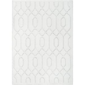 Logan Winona Honeycomb Hexagon Pattern Shag Ivory 7 ft. 5 in. x 9 ft. 10 in. 3D Textured Area Rug