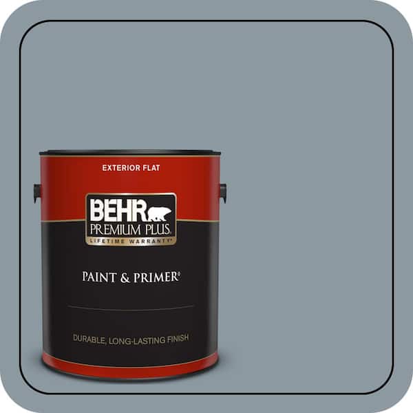 BEHR PREMIUM PLUS 1 gal. #N490-4 Teton Blue Flat Exterior Paint & Primer
