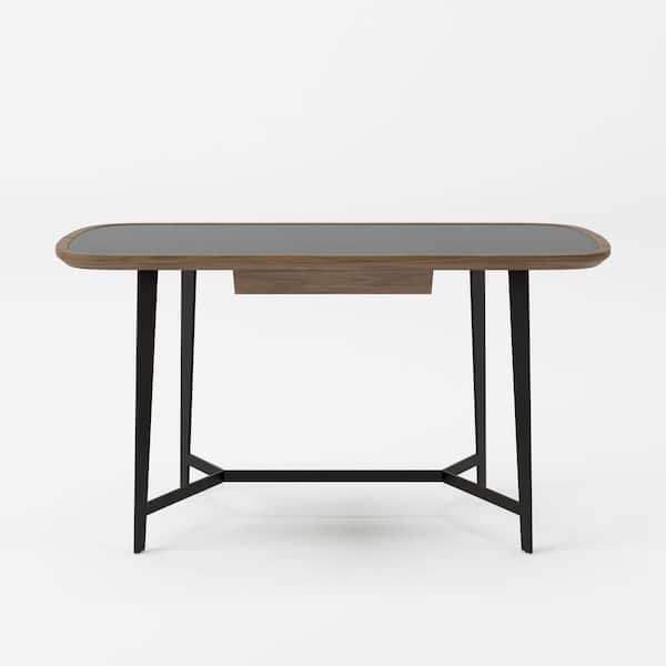 Girard 55 in. Walnut Glass Desk