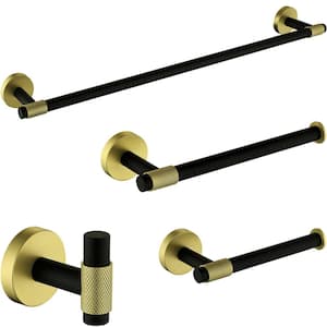 Everly 4 -Piece Bath Hardware Set with Mounting Hardware in Stainless Steel Black Gold