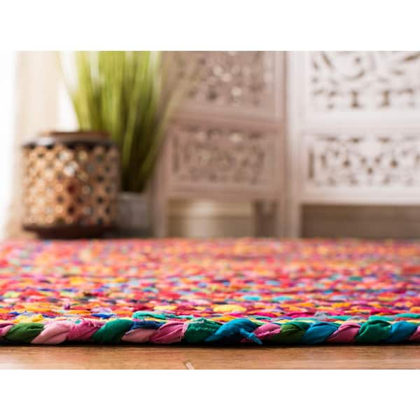 SAFAVIEH Braided Red/Multi 2 ft. x 19 ft. Border Runner Rug