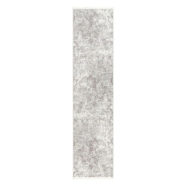 TOWN & COUNTRY LIVING Everyday Rein Abstract Cloud Grey 2 Ft. x 7 Ft. Machine Washable Rug