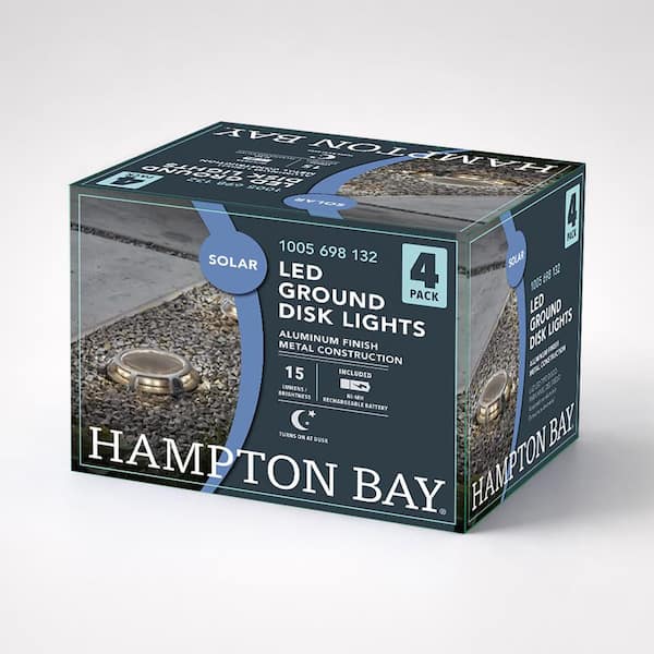 Hampton Bay Solar 15 Lumens Silver Integrated LED In-Ground Disk