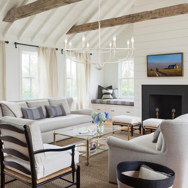 8-Light Gray Modern Hanging Candlestick Linear Chandelier Lighting Fixture for Kitchen Island