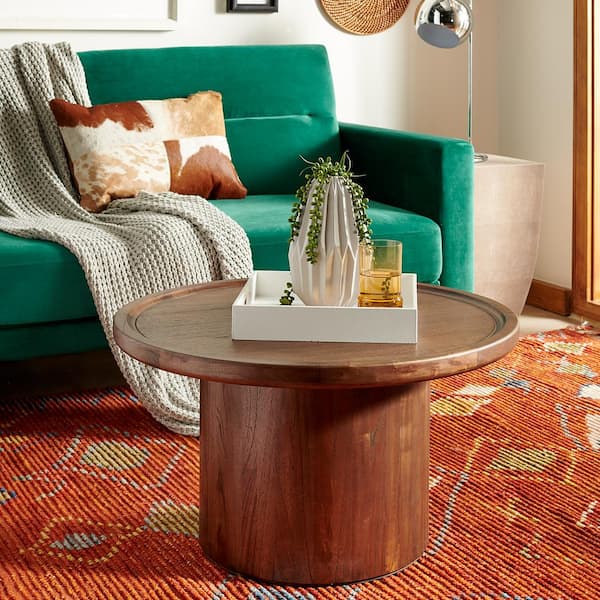 SAFAVIEH Whent Round Rustic Coffee Table, Natural/Black 