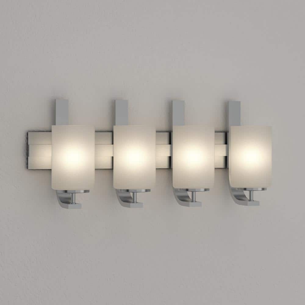 Elegant 4-Light Brushed Nickel Vanity with Frosted Glass Shades