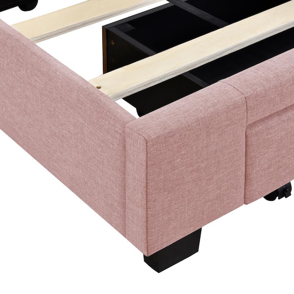 URTR Pink Wood Frame Queen Size Linen Upholstered Platform Bed Frames with  3-Storage Drawers,Queen Storage Bed with Headboard T-02080-H - The Home  Depot