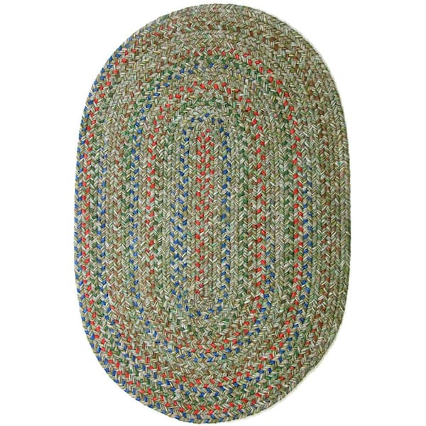 Rhody Rug Winslow Moss Green Multicolored 2 ft. x 3 ft. Oval Indoor/Outdoor Braided Area Rug