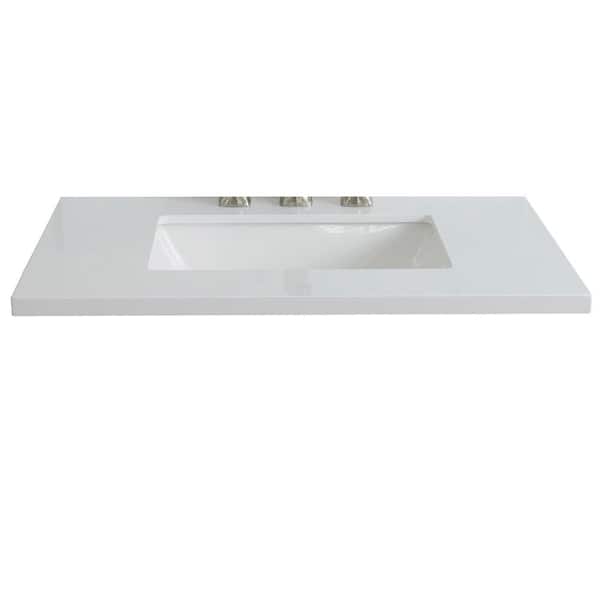 Bellaterra Home Ragusa II 31 in. W x 22 in. D Engineered Stone Single Basin Vanity Top in White with White Rectangle Basin