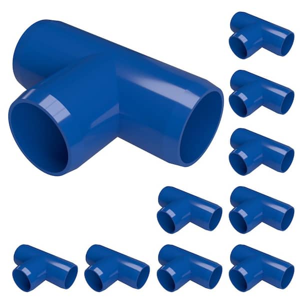 Formufit 1/2 in. Furniture Grade PVC Tee in Blue (10-Pack)