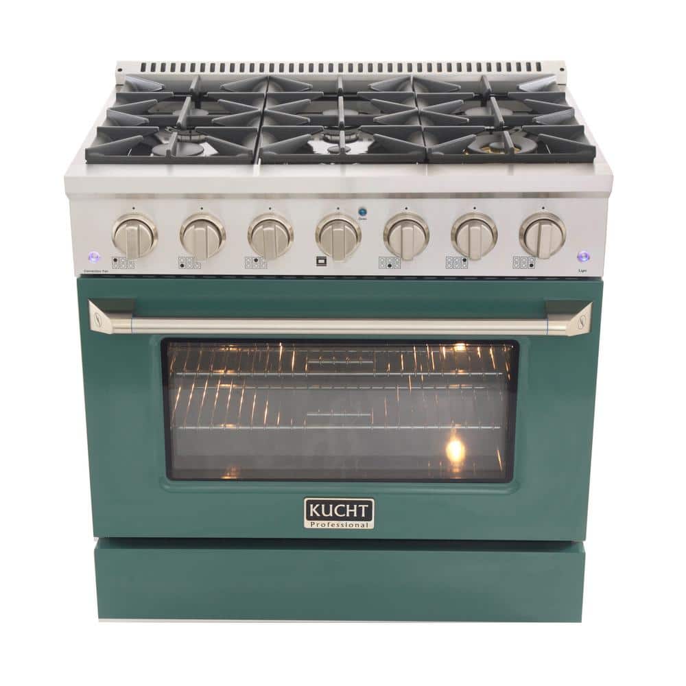 36-inch Green Stainless Steel Dual Fuel Range with Convection Oven