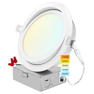 6 in. Gimbal Canless 15-Watt 5 Color Options New Construction 950 Lumens Integrated LED Recessed Light Kit J-Box