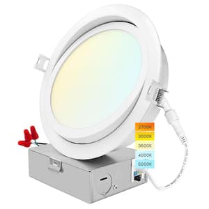 6 in. Gimbal Canless 15-Watt 5 Color Options New Construction 950 Lumens Integrated LED Recessed Light Kit J-Box